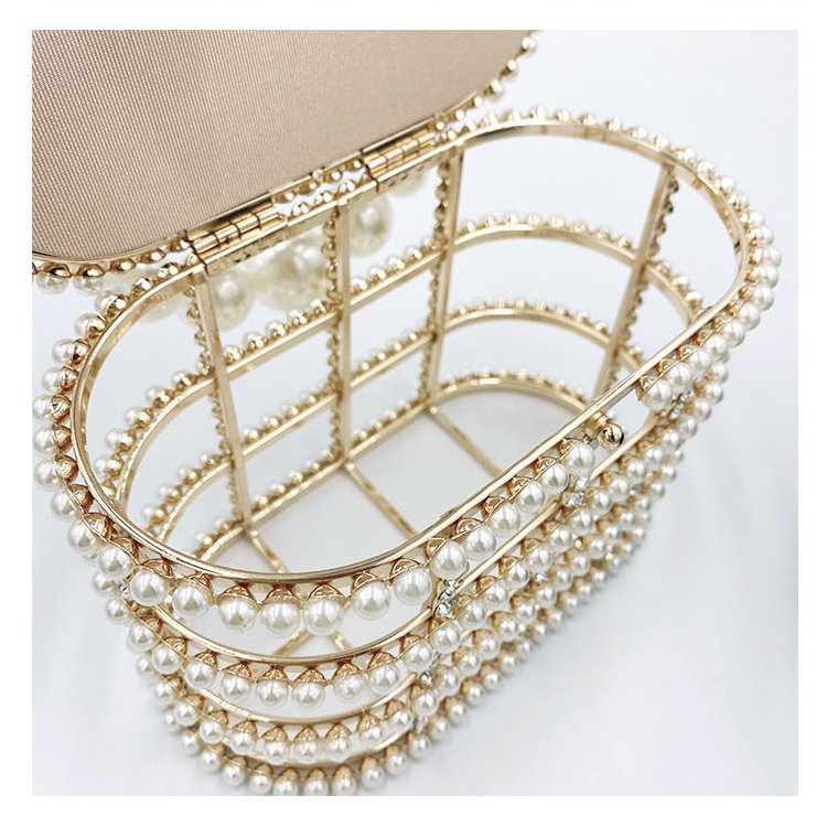 Low Moq New Trendy Pearl Bucket Bag Personalized Crystal Clutch Handbag Purses Evening Bags