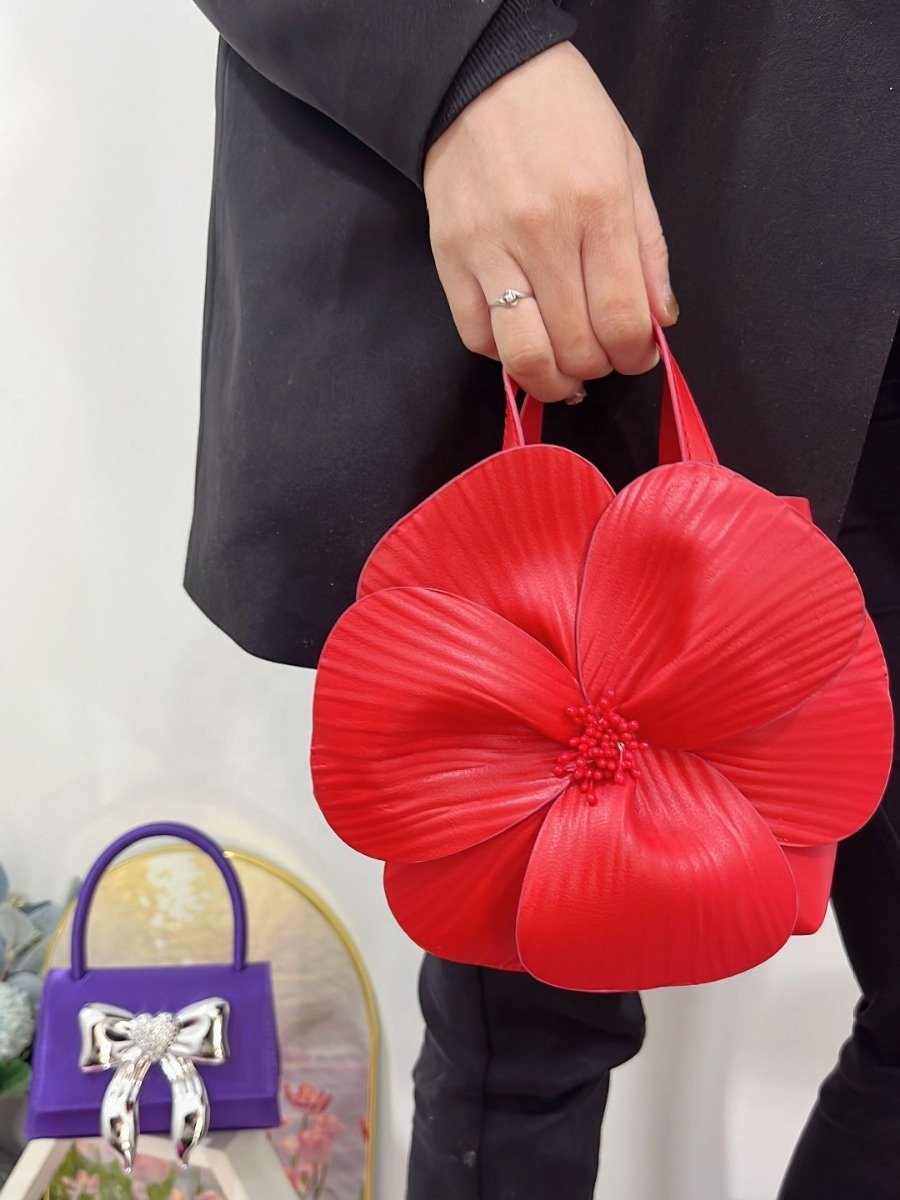 New arrival trendy women chic mini tote bag with big flower at front lady fantastic evening party bag purse new