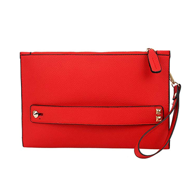 Women Envelope Clutch Bag PU Leather Female Day Clutches Large Purse Evening Bags with Wrist Strap