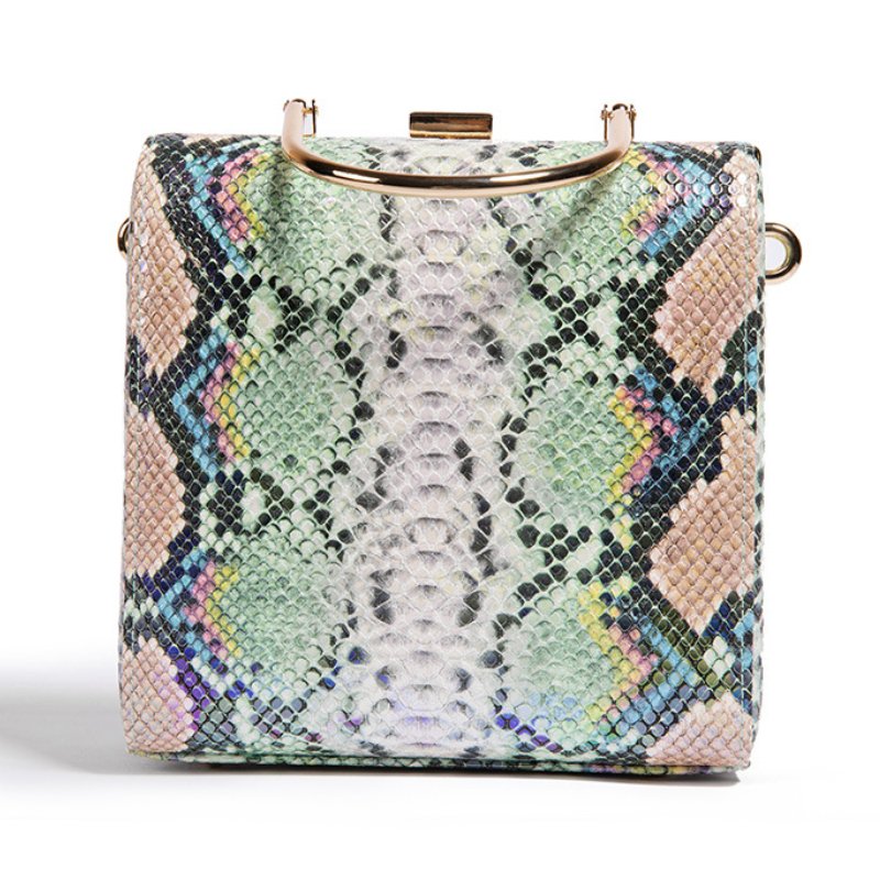 New Designer Fashion Ladies Metal Chain Coin Purse Party Snakeskin Leopard Evening Bag For Woman