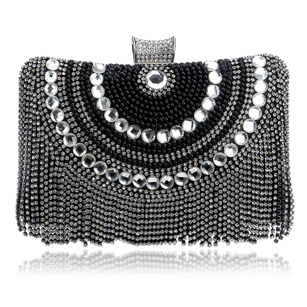2024 VZHEN Hot Selling Women's Bowling Shape Evening Dress European American Banquet Chain Bag with Tassel Rhinestone Dinner Bag