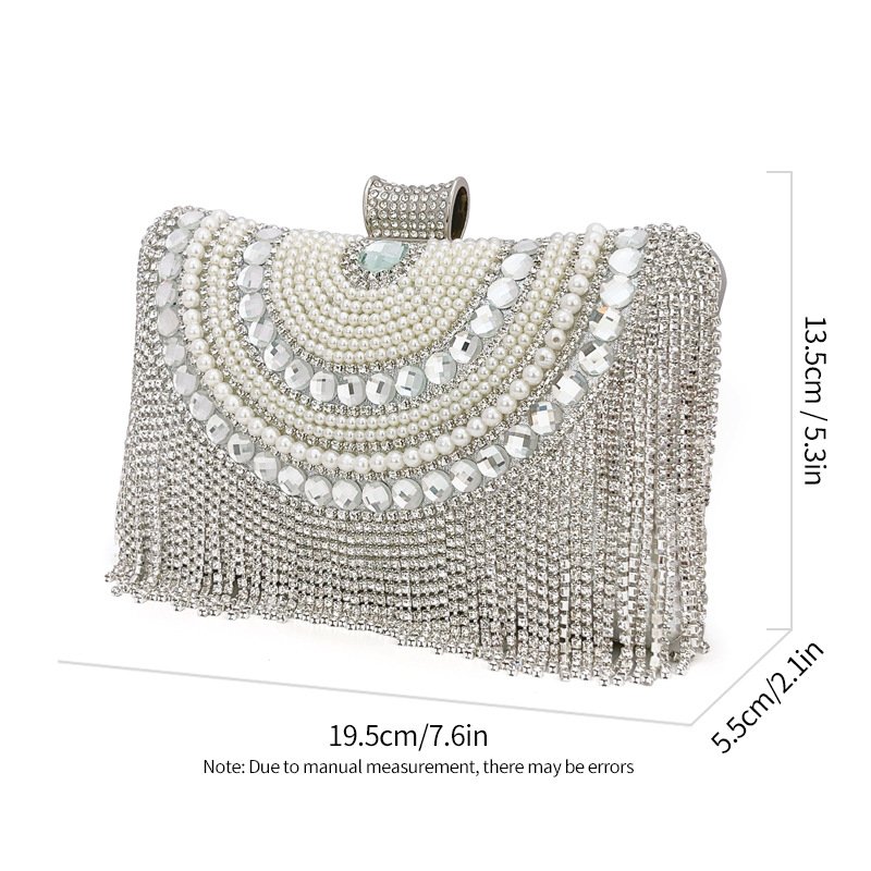 2024 VZHEN Hot Selling Women's Bowling Shape Evening Dress European American Banquet Chain Bag with Tassel Rhinestone Dinner Bag