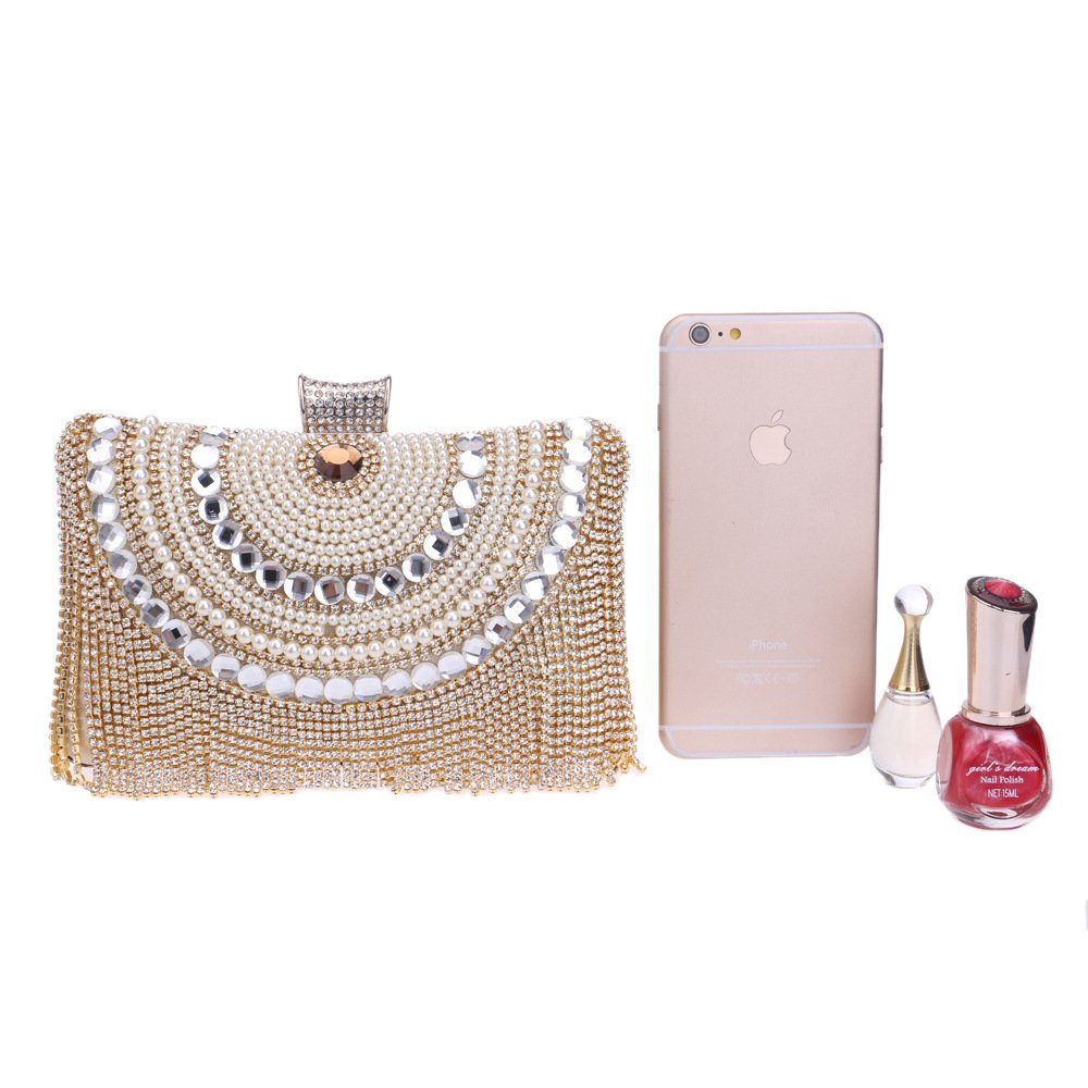 2024 VZHEN Hot Selling Women's Bowling Shape Evening Dress European American Banquet Chain Bag with Tassel Rhinestone Dinner Bag