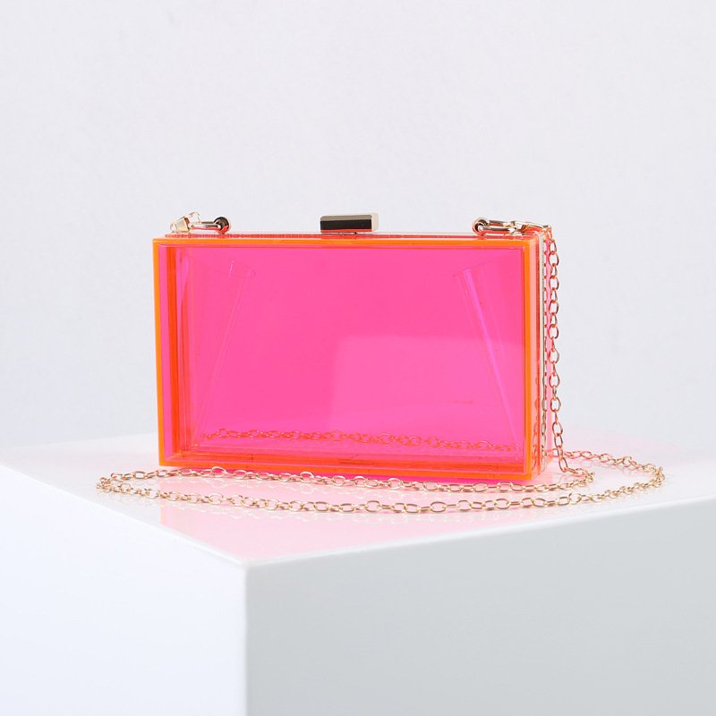 Latest Clear Handbag with crossbody Shoulder chain, Transparent Clutch Bag Purse Acrylic Transparent Evening Bag for women