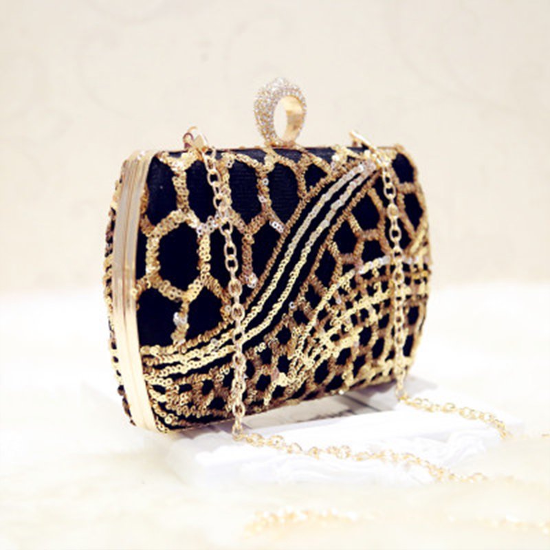 Fancy banquet gold sequins handbag woman clutch evening bag