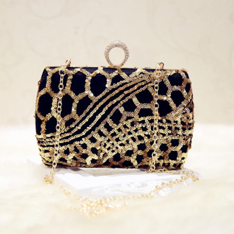 Fancy banquet gold sequins handbag woman clutch evening bag