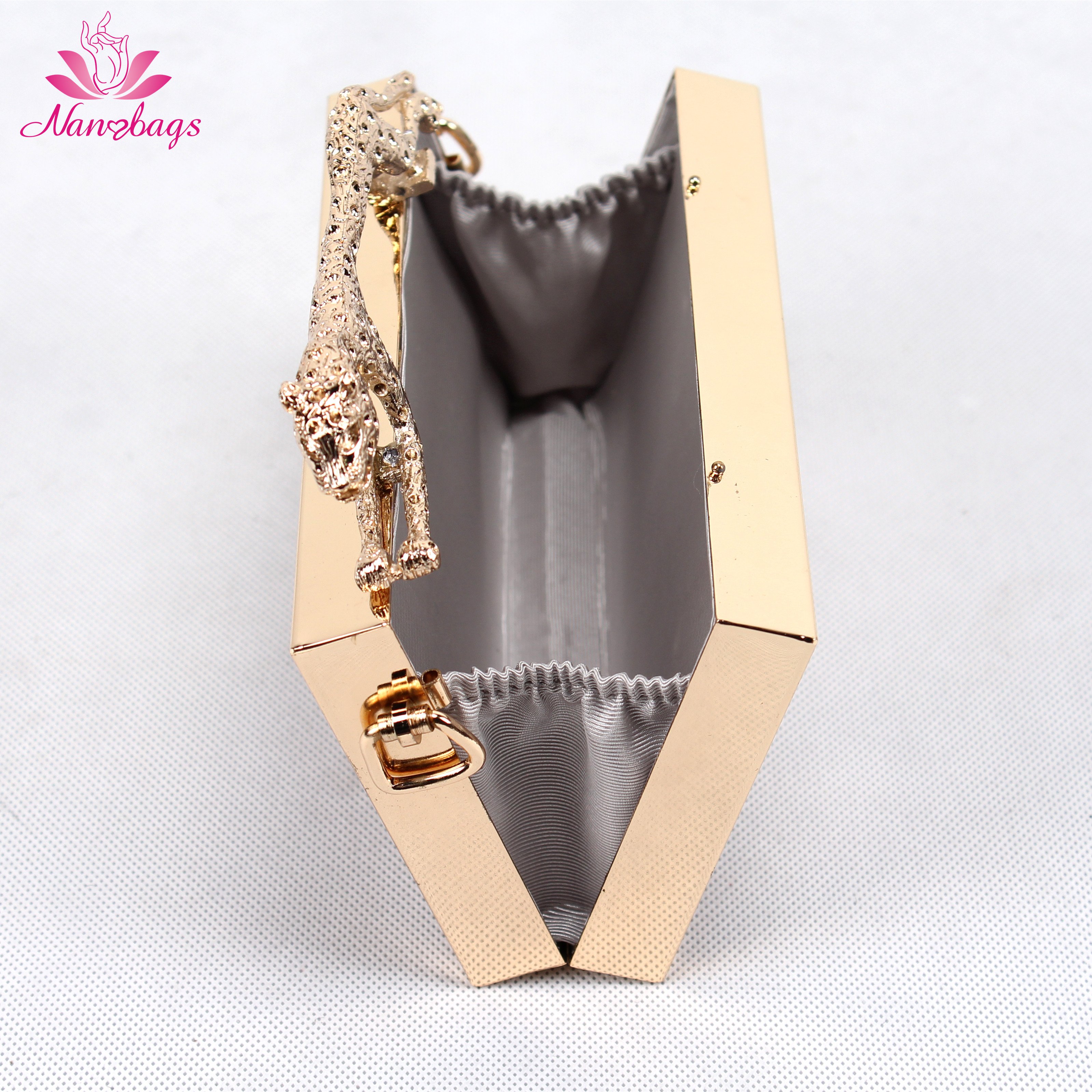 Unique 7.5 inches Leopard Frame Clutch Evening Beige clutch evening bags For Lady