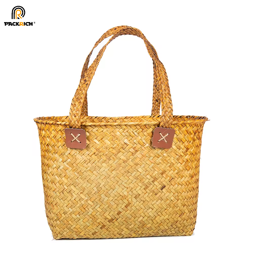 Custom Fashion New Design Household Storage Gift Small Lady Rush Straw Woven Bag