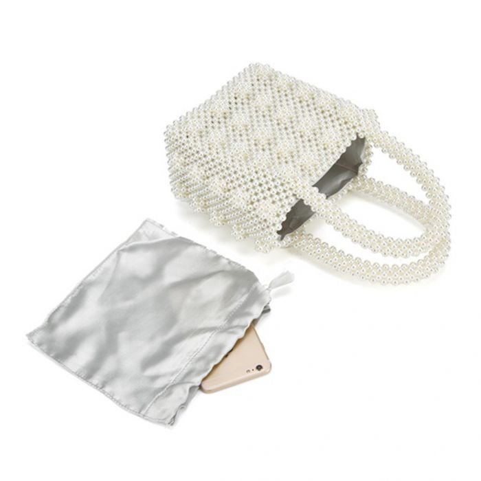 Fashion Elegant Shrimps Cream Faux Pearl Bag Women Fashion Bag Ladies Handbag Beaded Evening Bag for Women