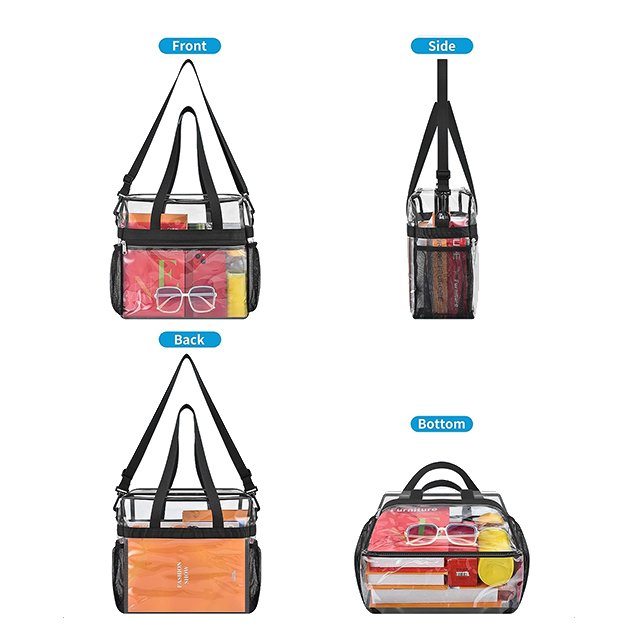 BSCI custom PVC Clear Bag Stadium Handbags Lightweight Waterproof Roomy Clear Tote Bag See Through Transparent Shoulder Bags