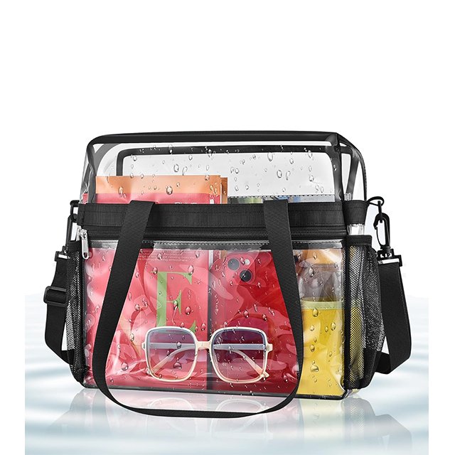 BSCI custom PVC Clear Bag Stadium Handbags Lightweight Waterproof Roomy Clear Tote Bag See Through Transparent Shoulder Bags
