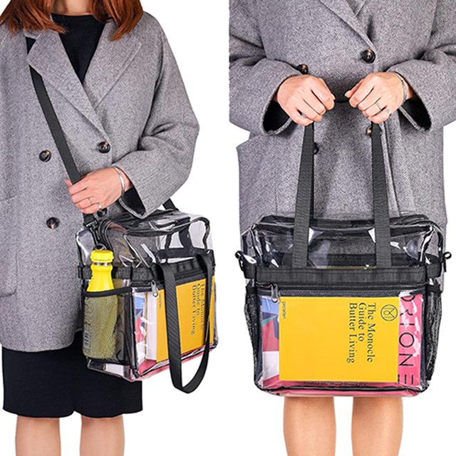 BSCI custom PVC Clear Bag Stadium Handbags Lightweight Waterproof Roomy Clear Tote Bag See Through Transparent Shoulder Bags