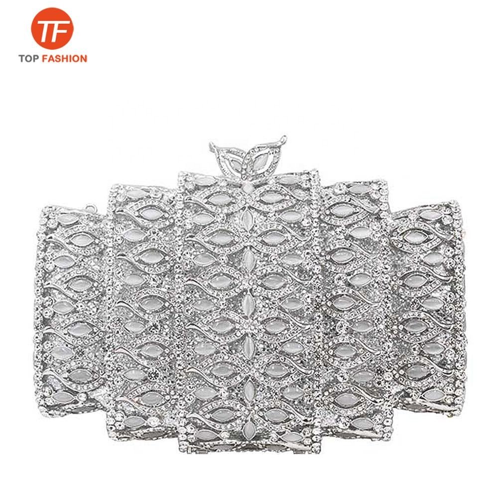 China Factory Wholesales Crystal Rhinestone Clutch Bag for Formal Party Diamante Opal Minaudere Women Evening Bag