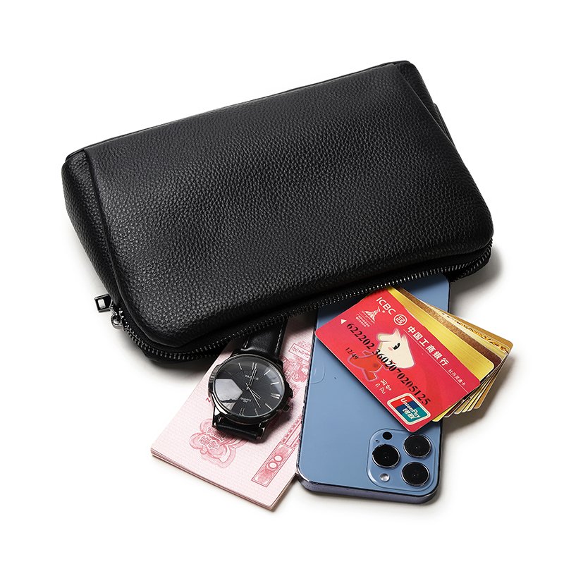 Genuine Leather Cell Phone Wallet Clutch Bag Evening Bags Mini GPS Tracker Anti-Lost Fingerprint Lock Clutch Bags for Men