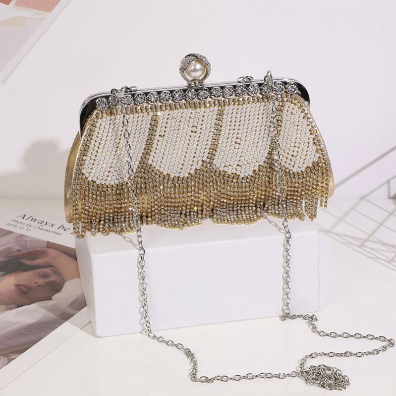 Europe-america Pearl Evening Bags For Ladies Tassel Crystal Women Handbags Vintage Fashion Crossbody Sling Bags For Party