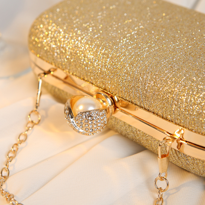 Fashion Handmade Shiny Sequins Clutch Bag Evening Bag Women Simple Geometric Wave Pattern Handbags