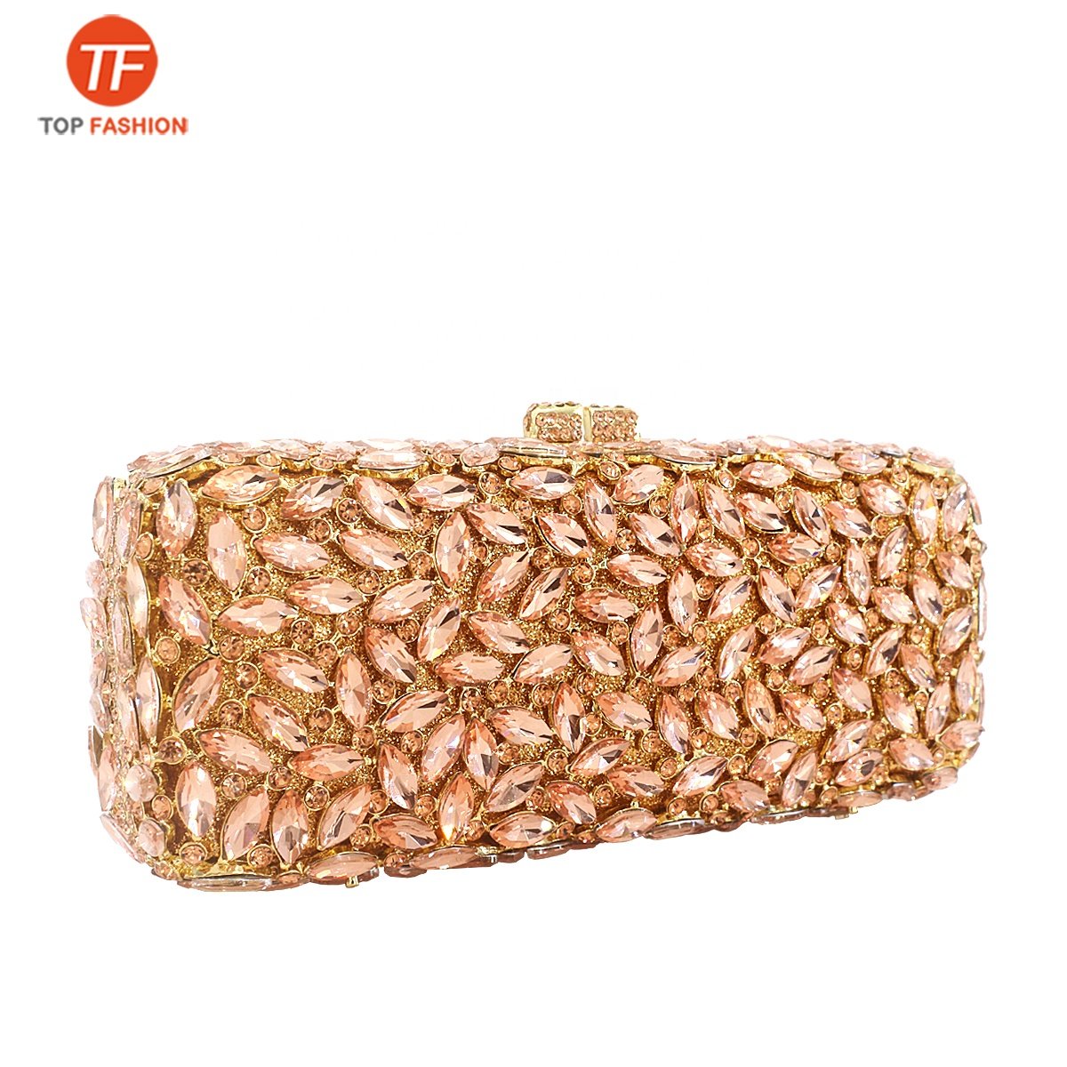 Luxury Crystal Rhinestone Party Box Clutch Evening Bag in Long Rectangle Shape Wholesale from Factory