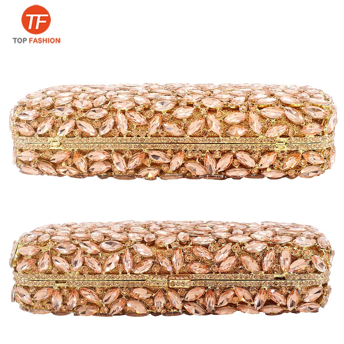 Luxury Crystal Rhinestone Party Box Clutch Evening Bag in Long Rectangle Shape Wholesale from Factory