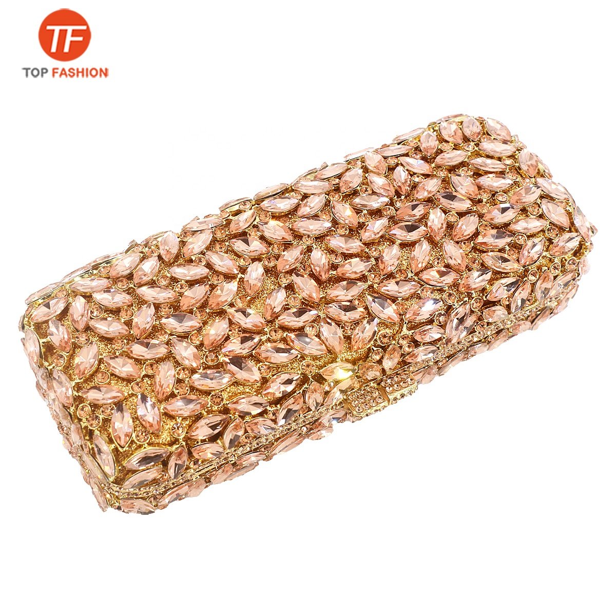 Luxury Crystal Rhinestone Party Box Clutch Evening Bag in Long Rectangle Shape Wholesale from Factory