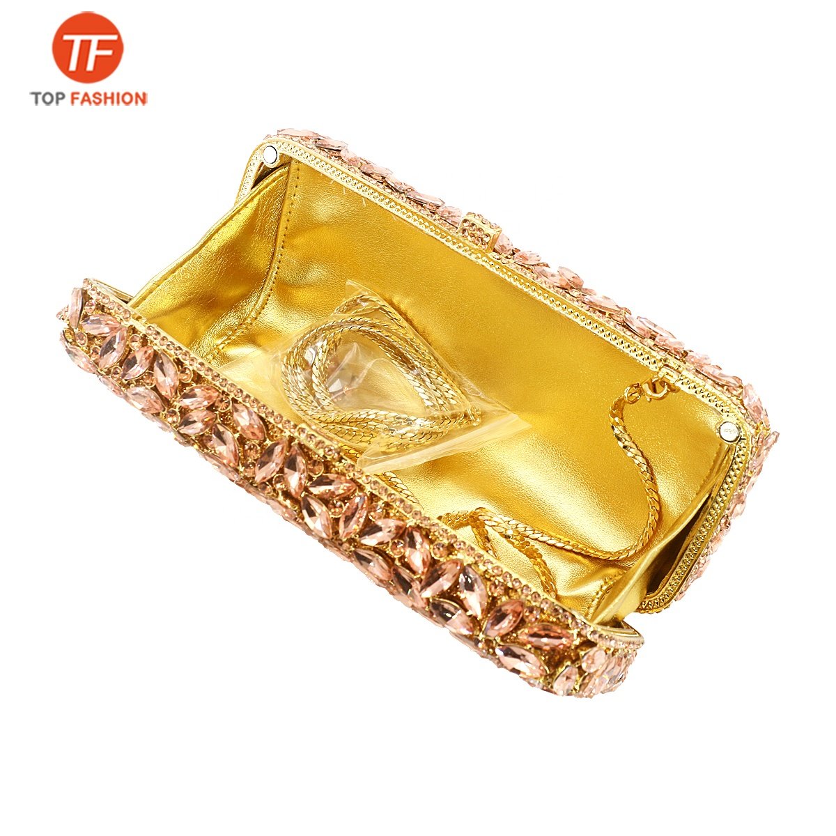 Luxury Crystal Rhinestone Party Box Clutch Evening Bag in Long Rectangle Shape Wholesale from Factory