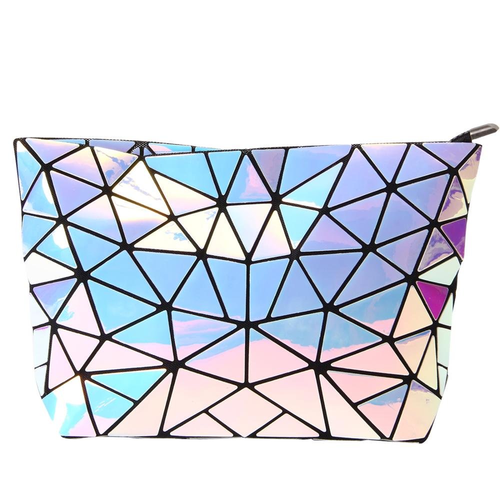 Premium High Quality Laser Holographic Geometric women Crossbody Bag PU Lady Makeup Evening Bag with Chain