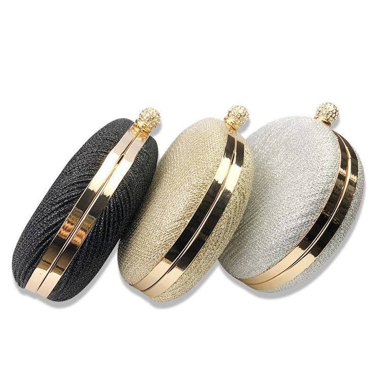 2023 Hottest Selling Semi Circle Evening Clutches Bags Silver Black Gold Pu Ruffles Bling Event Party Clutch Bag