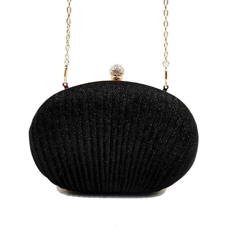 2023 Hottest Selling Semi Circle Evening Clutches Bags Silver Black Gold Pu Ruffles Bling Event Party Clutch Bag