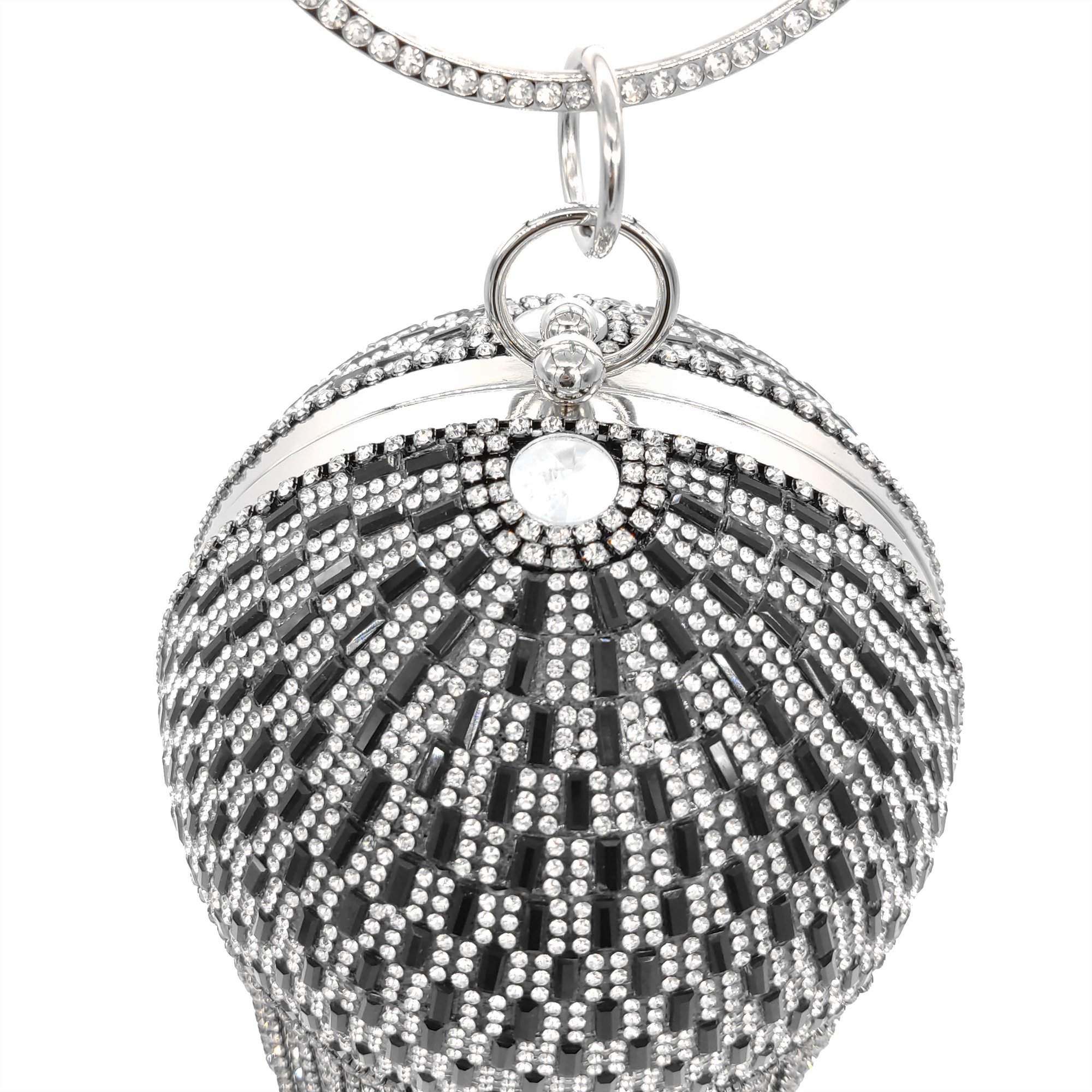 Newest gold glitter women tassel party silver purse diamond handbags luxury brand crystal round evening bag