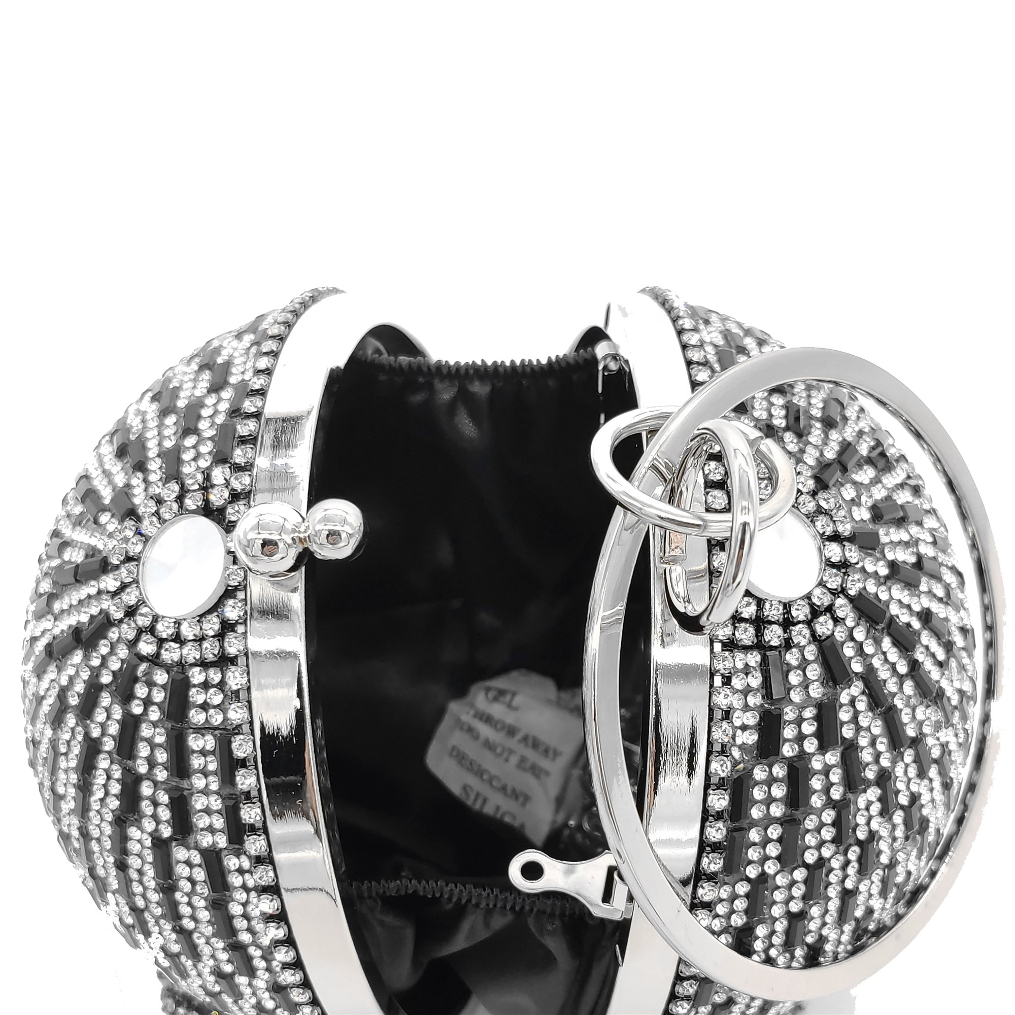 Newest gold glitter women tassel party silver purse diamond handbags luxury brand crystal round evening bag