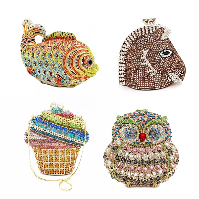 hot sell elegant bling women evening rhinestone clutch bag cat shape luxury party bag ladies diamond purse handbag Crystal bags