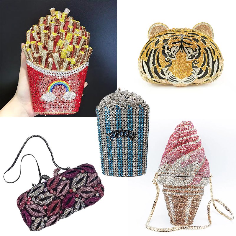 hot sell elegant bling women evening rhinestone clutch bag cat shape luxury party bag ladies diamond purse handbag Crystal bags