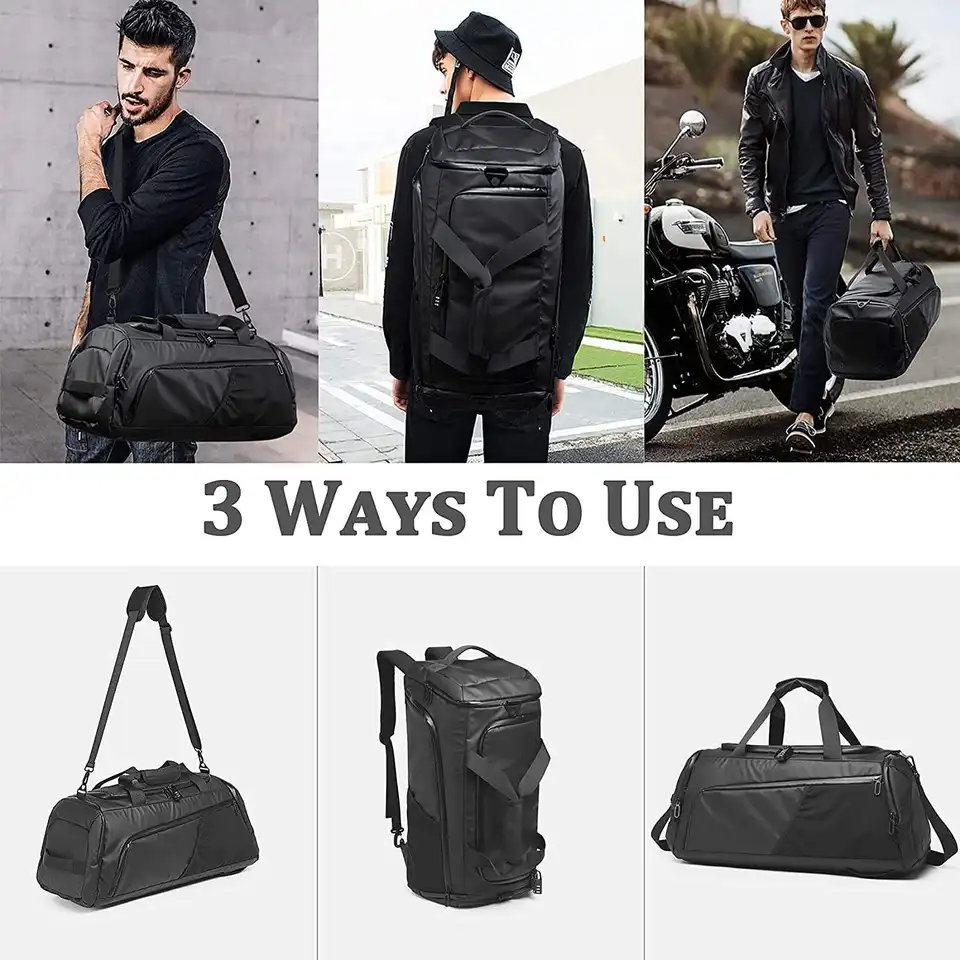 2024 Custom Logo Waterproof Gym Bag Travel Weekender Bag sport fitness gym duffle backpack bag with Shoes Compartment