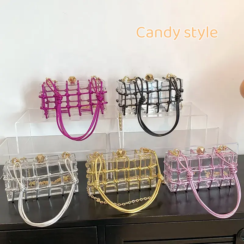 JNKG Fashion handbags ladies diamond strap purses cute clear jelly handbags new style acrylic clutch bag evening bags for women