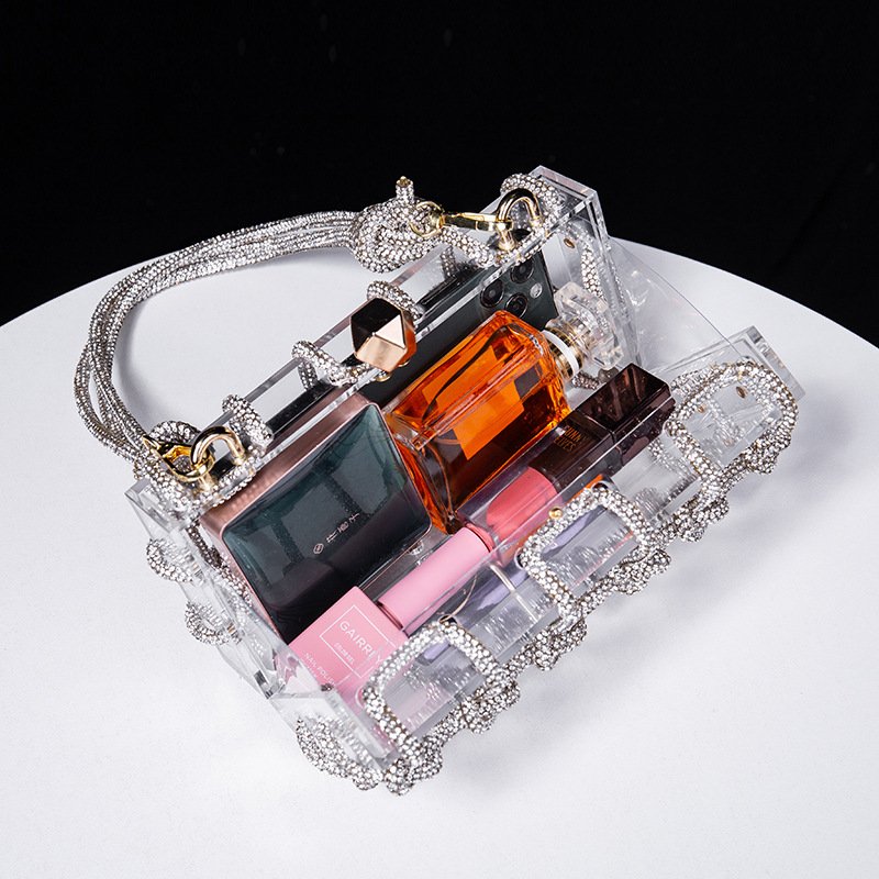 JNKG Fashion handbags ladies diamond strap purses cute clear jelly handbags new style acrylic clutch bag evening bags for women