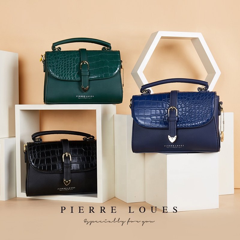 Pierre Loues 2024 Advanced Luxury Crocodile Skin ladies Evening Bag High Quality Belt Buckle Women's Shoulder Bag Handbag