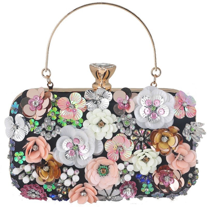 Flower shape Ladies Evening Bag Diamond Handbags Women Banquet Dinner Clutch Bag Chain Small Square Bag