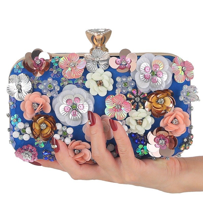 Flower shape Ladies Evening Bag Diamond Handbags Women Banquet Dinner Clutch Bag Chain Small Square Bag