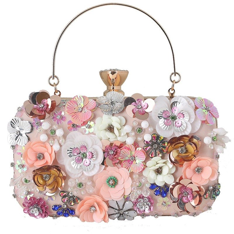 Flower shape Ladies Evening Bag Diamond Handbags Women Banquet Dinner Clutch Bag Chain Small Square Bag