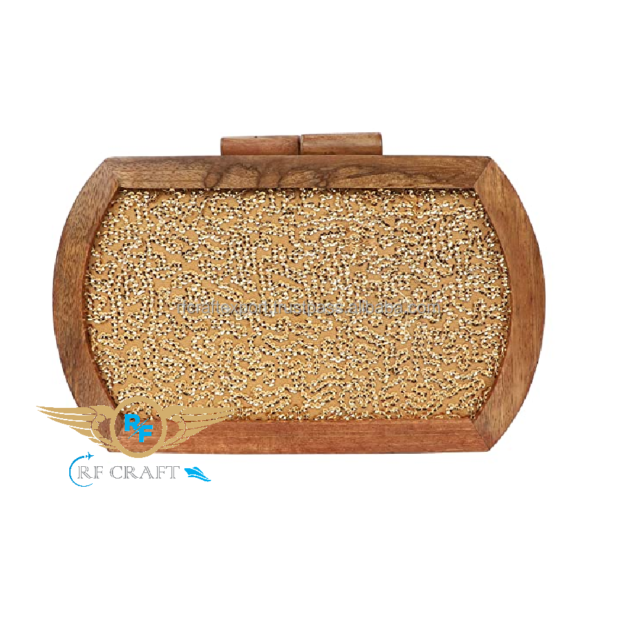 Handmade wooden mother of pearl inlay evening clutch bag for party wedding or gift