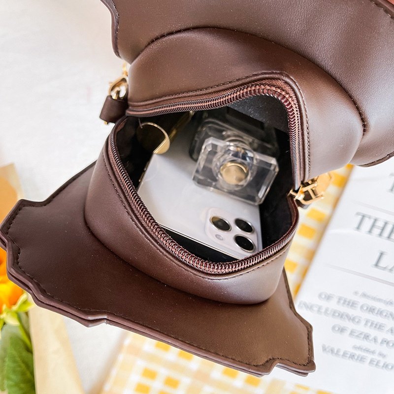 Individuality Creativity Plaid Color Contrast Alphabet Leather Label Letter Leather Label Coffee Cup Shoulder Handbag Clutch Bag