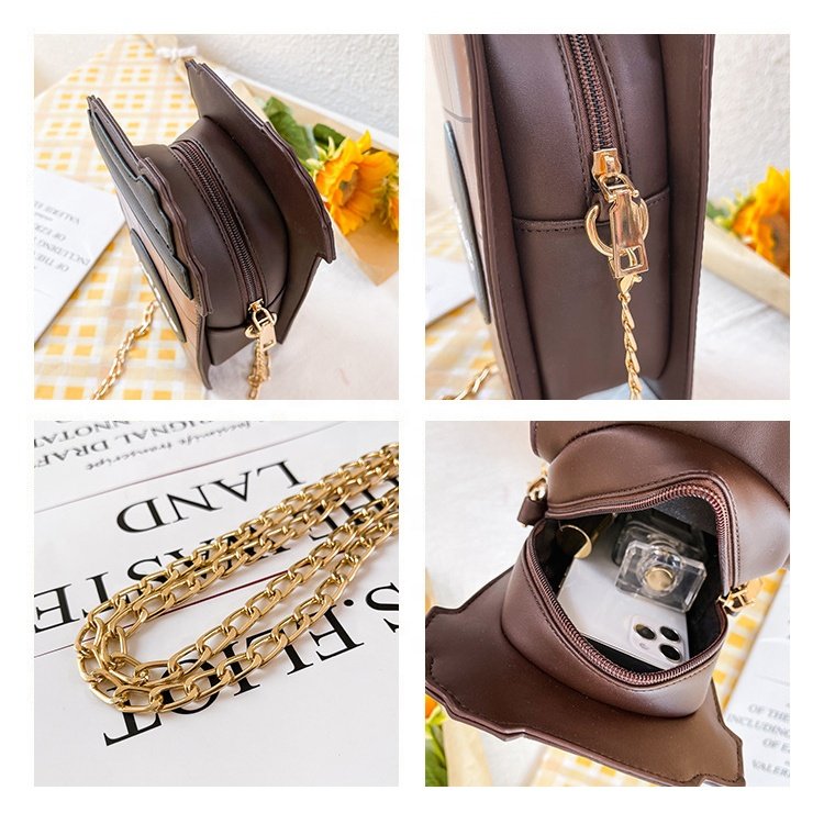 Individuality Creativity Plaid Color Contrast Alphabet Leather Label Letter Leather Label Coffee Cup Shoulder Handbag Clutch Bag
