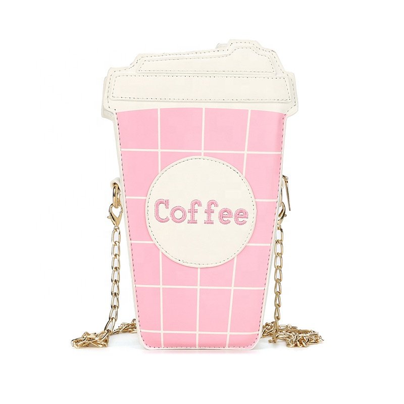 Individuality Creativity Plaid Color Contrast Alphabet Leather Label Letter Leather Label Coffee Cup Shoulder Handbag Clutch Bag