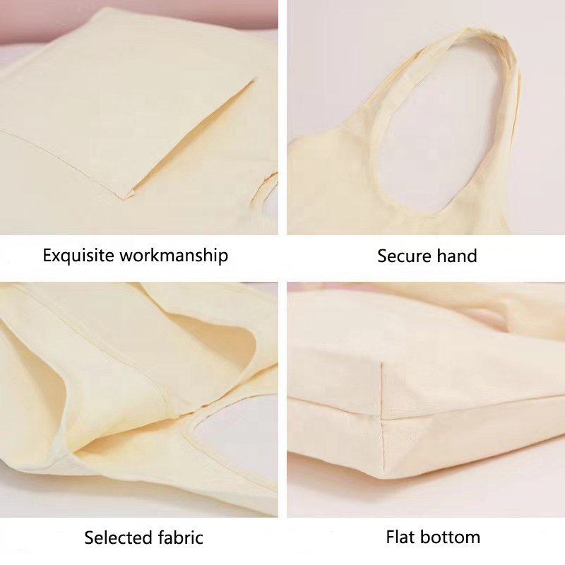 ZY RTS in stock Ready Stock Big Canvas Bag Korean Bag Tote Beg Student Canvas Plain tote bag with pocket