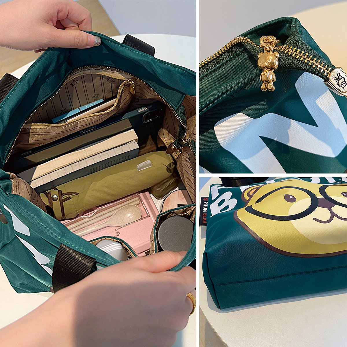 Hot Selling Large Capacity The Tote Bag with Lovely Printed Teddy Bear Design Unisex Shoulder Bag for Men Women Foldable Shop