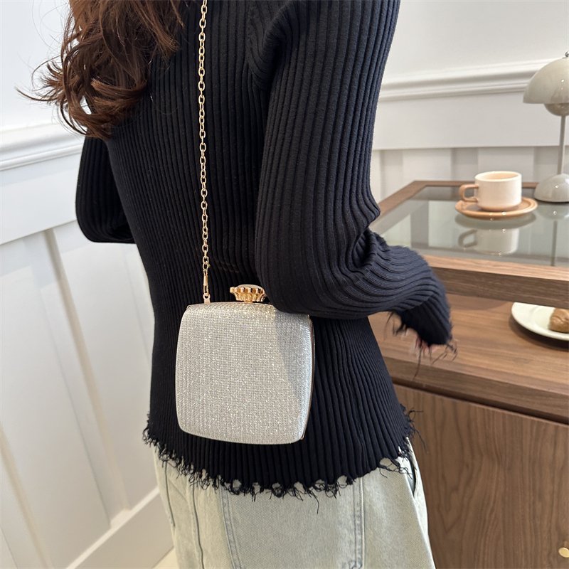 Women's Golden Glitter Clutch Purse Evening Bag For Bridal Wedding Party With Rhinestone Handbag
