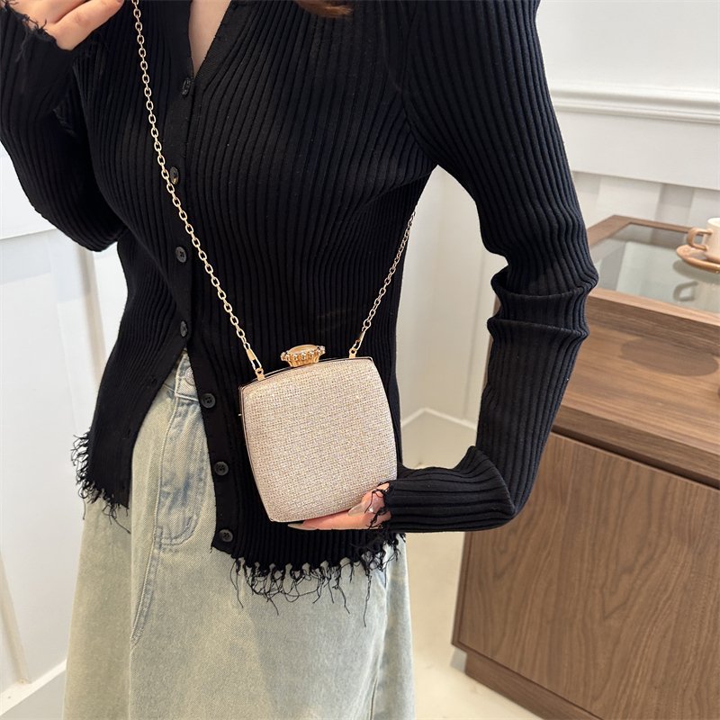 Women's Golden Glitter Clutch Purse Evening Bag For Bridal Wedding Party With Rhinestone Handbag