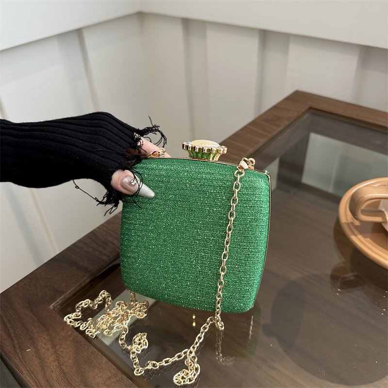 Women's Golden Glitter Clutch Purse Evening Bag For Bridal Wedding Party With Rhinestone Handbag