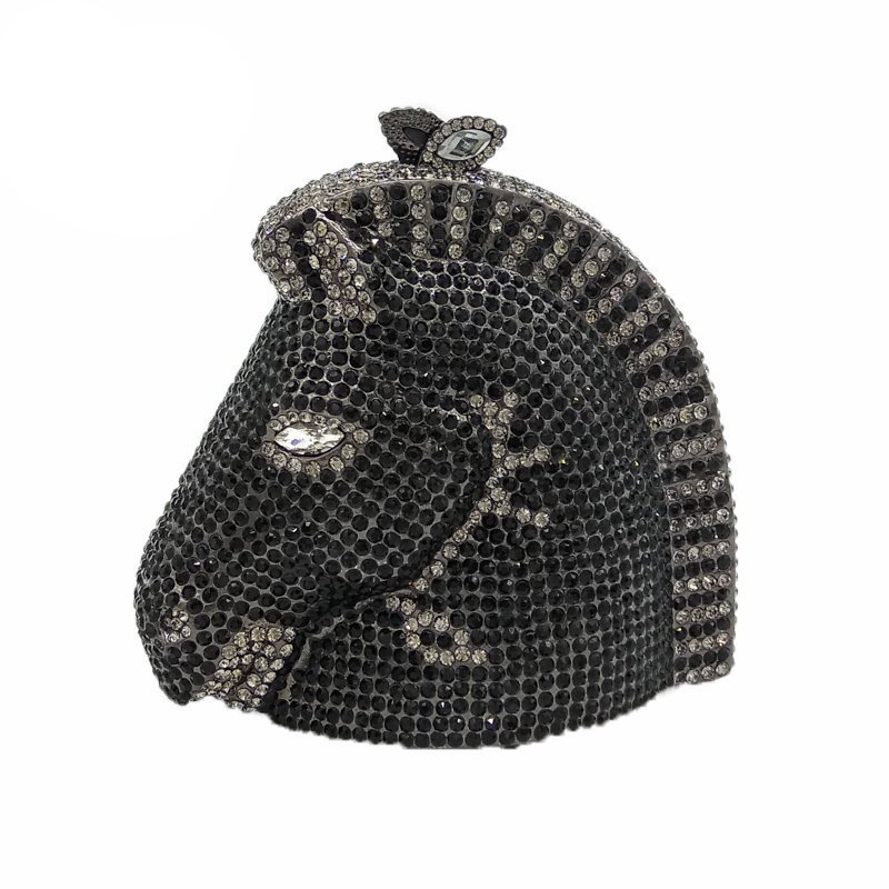 Hot selling cool horse pattern evening bags high quality crystal stone handbag purses for women LEB735