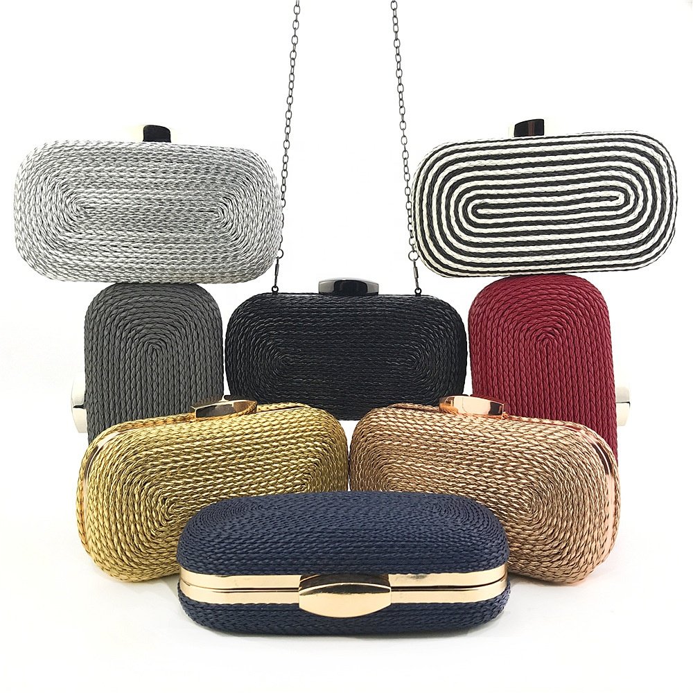 New Arrival Hand Woven PU Chain Bag Banquet Bag Crossbody Chain Clutch Evening Handbag For Ladies