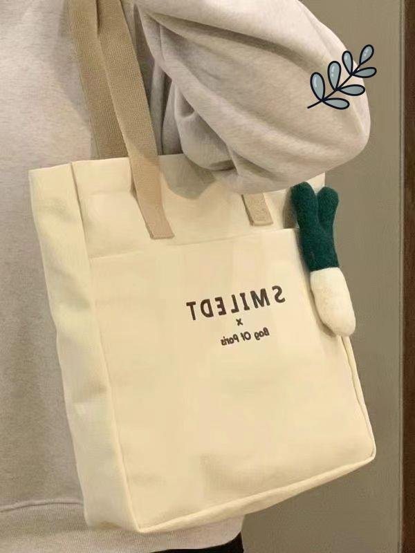 2024 The Latest Student Office Worker Portable Tote Bag Canvas Bucket Cute Bucket Type Hand Bag Bento Bao Ma Going Out Handbag